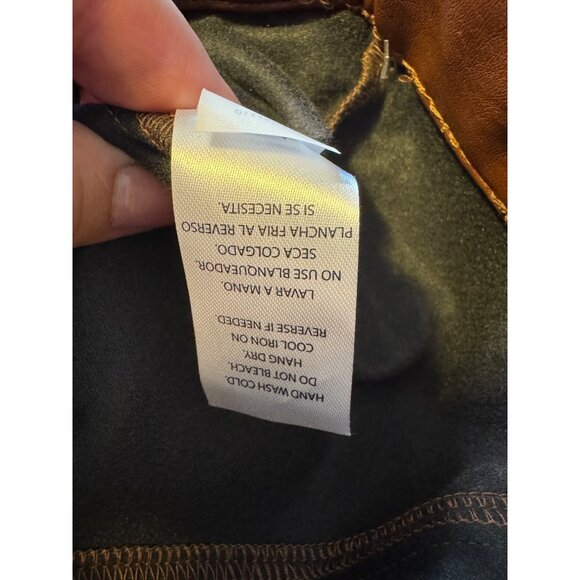 Wildfox Princess Faux Leather Size Medium 8/10 Cropped Slit Leg Cuff Chocolate N - Picture 8 of 11